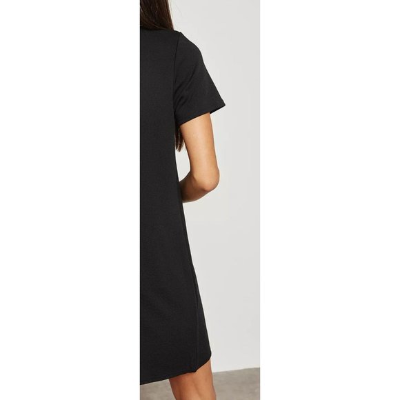 Mango Asian Chinese Oriental Japanese Black Crane Cherry Blossom Shift Dress XS - Picture 3 of 9